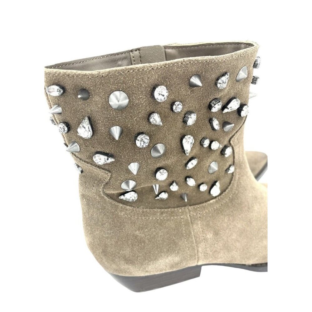Sam Edelman Avril Bootie Dark Taupe Suede Leather Crystal Studded SZ 7 NEW - Picture 6 of 11